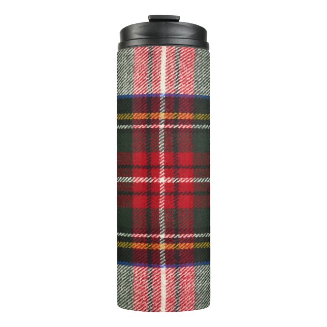 Rot und weiß Schottische Tartan kariert. Thermosbecher (Vorderseite)