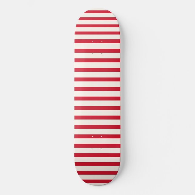 Rot und Weiß Streifen Moderner Weihnachtsstreifen Skateboard (Vorderseite)