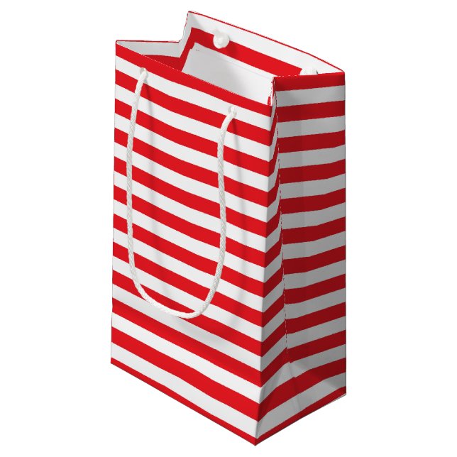 Rot und Weiß Stripes Geschenk-Tasche Kleine Geschenktüte (Vorderseite Schrägansicht)