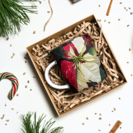 Rot und Weiß variierte Poinsettia-Blüte Tasse