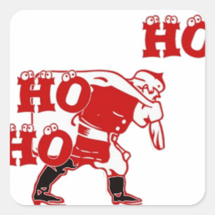 Rot und Weiß Weihnachten Spaziergang Ho Ho Ho Kuns Quadratischer Aufkleber