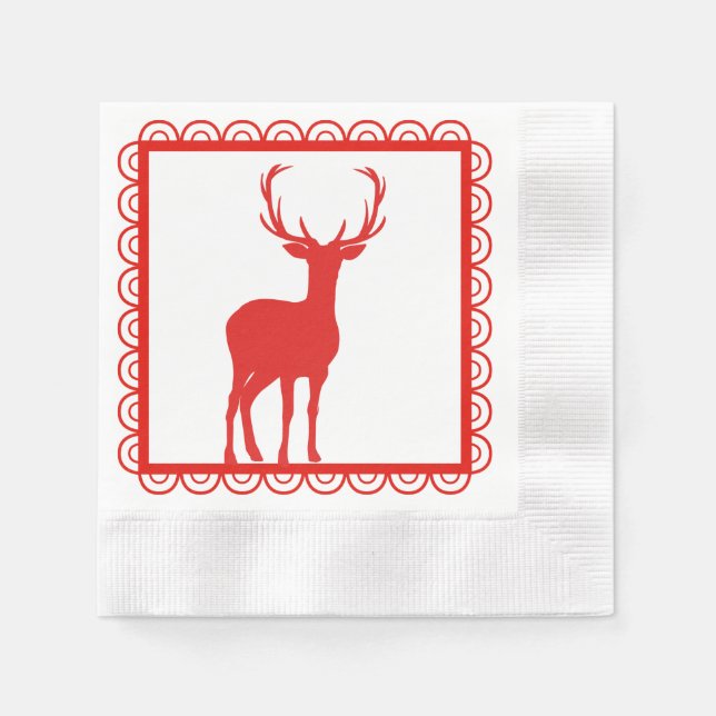 Rot und Weiß Weihnachtsbaum Papa Napkin Serviette (Vorderseite)
