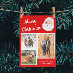 Rot und Weiß Weihnachtsmann FotoCollage Weihnachte Feiertagskarte