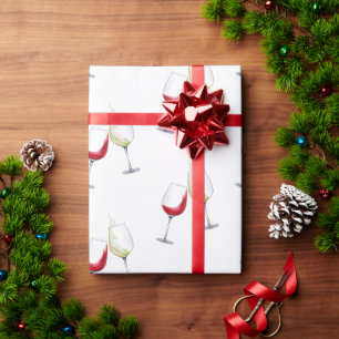 Rot und Weiß Weingläser Geschenkpapier