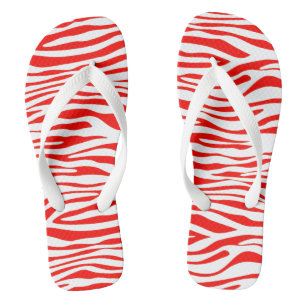 Rot und Weiß Zebra Flip Flops