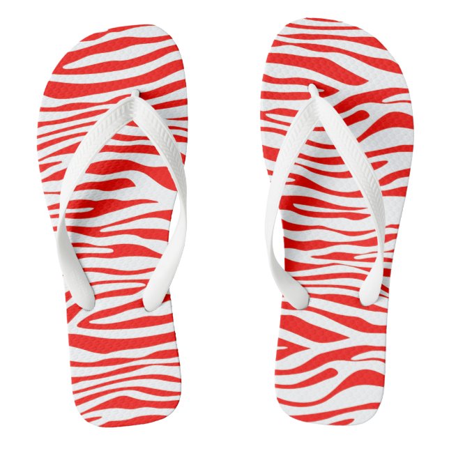 Rot und Weiß Zebra Flip Flops (Fußbett)