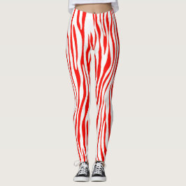 Rot und Weiß Zebra Leggings