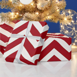 Rot und Weiß Zig Zag Streifen Moderne Weihnachten Geschenkpapier
