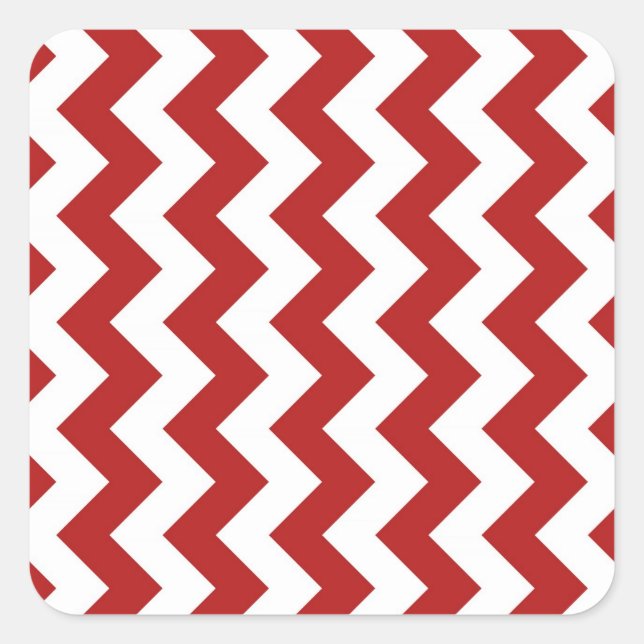 Rot und Weiß Zigzag Quadratischer Aufkleber (Vorderseite)
