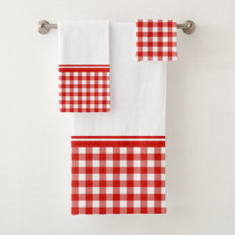Rot und Weißbüffel Kariert Badhandtuch Set