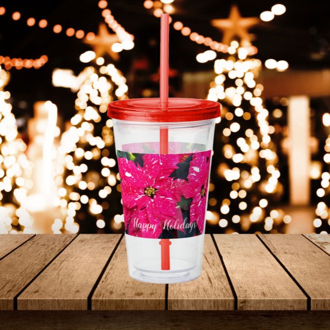 Rot Variegatias Poinsettias Blumenurlaub Acryltrinkbecher (In Situ Holidays)