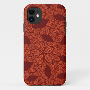 Rot verlässt Muster auf Orange iPhone 11 Hülle