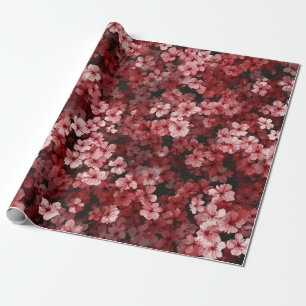 Rot weich rosa Ditsy-Blumen Pastell Boho 70er Jahr Geschenkpapier