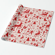 Rot-Weihnachts-Rentier-Silhouette-Muster
