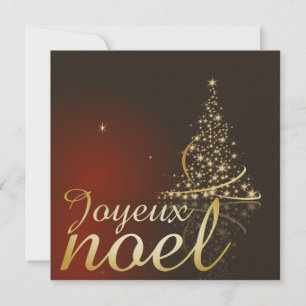 Rot-Weihnachtsmotiv mit goldenem Tannenbaum Einladung