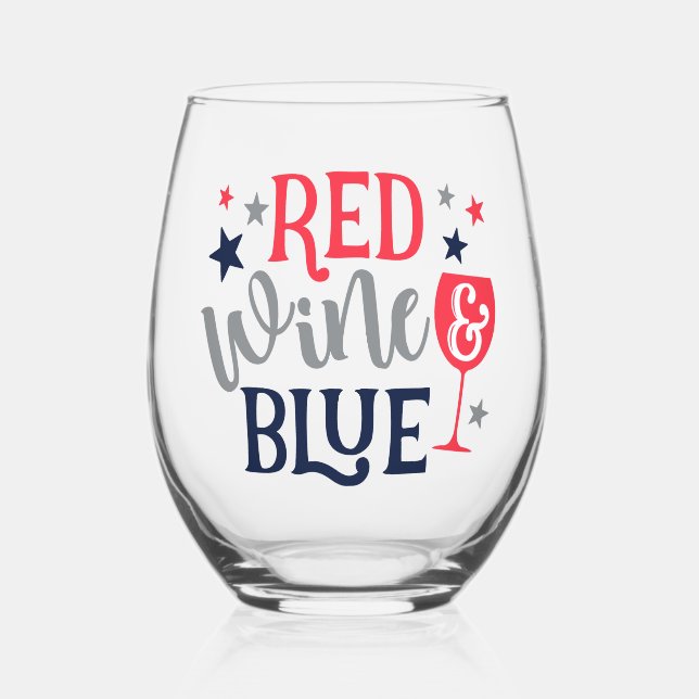 Rot, Wein und Blau Weinglas Ohne Stiel (Vorderseite)