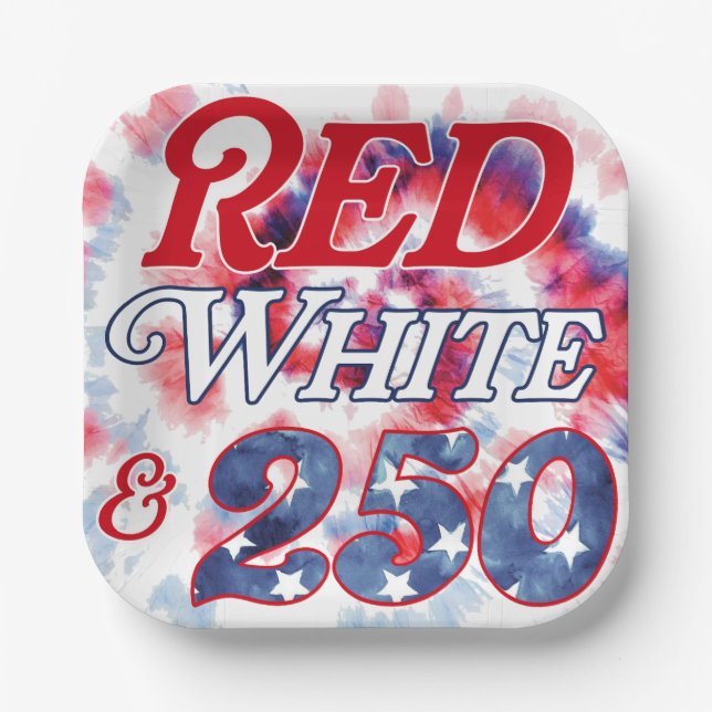 Rot Weiß & 250 Pappteller (Vorderseite)