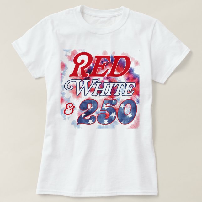 Rot Weiß & 250 Tie Dye T-Shirt (Design vorne)