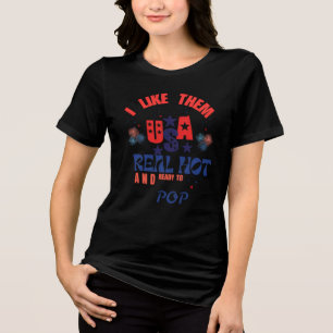 Rot Weiß & Alkohol Lustiges 4. Juli T-Shirt USA Tri-Blend Shirt