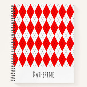 Rot-Weiß-Argyle-Muster-Notizbuch Notizbuch