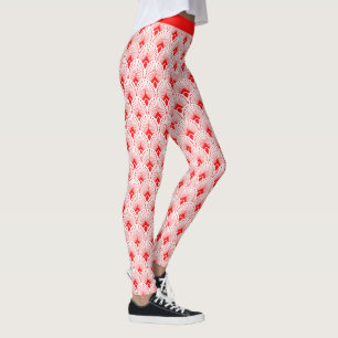 Rot-Weiß-Art-Deco-Leggings Leggings
