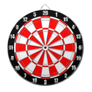 Rot & Weiß auf schwarzem Dartboard Dartscheibe