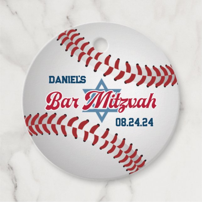Rot, Weiß, Baseball-Marine Bar Mitzvah Geschenkanhänger (Vorderseite)