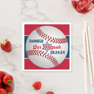 Rot, Weiß, Baseball-Marine Bar Mitzvah Serviette