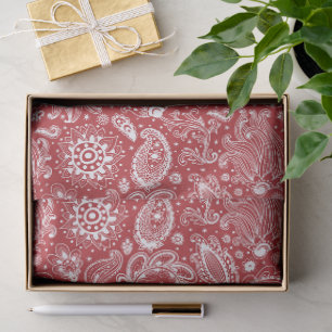Rot weiß Batik Boho Stil floral Paisley Muster Seidenpapier