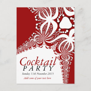 Rot Weiß Batik Cocktailparty Einladung Postkarte