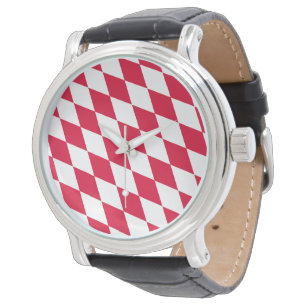 Rot-Weiß-Bayern-Muster für die Diamantflagge Armbanduhr