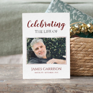 Rot-Weiß-Begräbniskarte mit Foto Begleitkarte