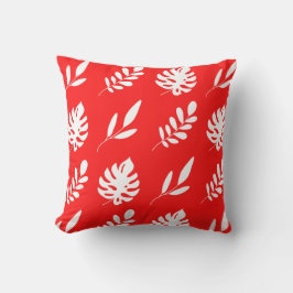 Rot-Weiß-Blätter Kissen