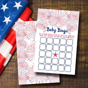 Rot, Weiß & Blau 4. Juli Baby Shower Bingo