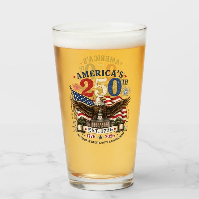 Rot Weiß Blau 4. Juli Bierglas Glas (Vorne (Gefüllt))