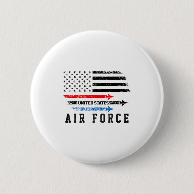 Rot Weiß Blau Air Force Überflug Stolz Amerikanisc Button (Vorderseite)