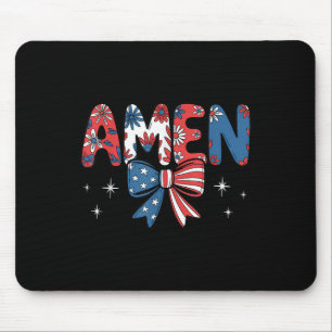 Rot Weiß Blau Amen Blumen Coquette Schleife Uns Fl Mousepad