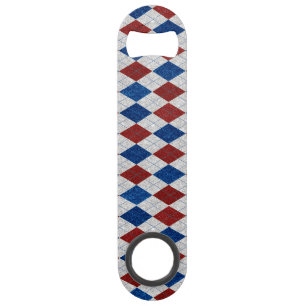 Rot, Weiß, Blau Argyle 4. Juli Glitter Speed Flaschenöffner
