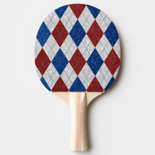 Rot, Weiß, Blau Argyle 4. Juli Glitter Tischtennis Schläger