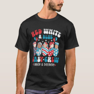 Rot Weiß Blau Baby Crew Geburt Stuhl Krankenschwes T-Shirt