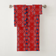 Rot-Weiß-Blau-Bandana-Handtuch-Set