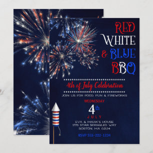 Rot Weiß Blau BBQ 4. Juli Einladung