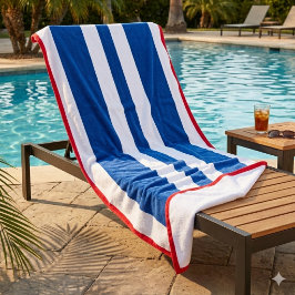 Rot Weiß Blau Cabana Streifen Strandtuch