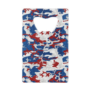 Rot, Weiß & Blau Camo 4. Juli Glitter Geldbeutel Flaschenöffner
