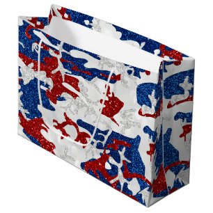 Rot, Weiß & Blau Camo 4. Juli Glitter Große Geschenktüte