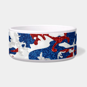 Rot, Weiß & Blau Camo 4. Juli Glitter Haustier Napf