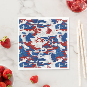 Rot, Weiß & Blau Camo 4. Juli Glitter Serviette