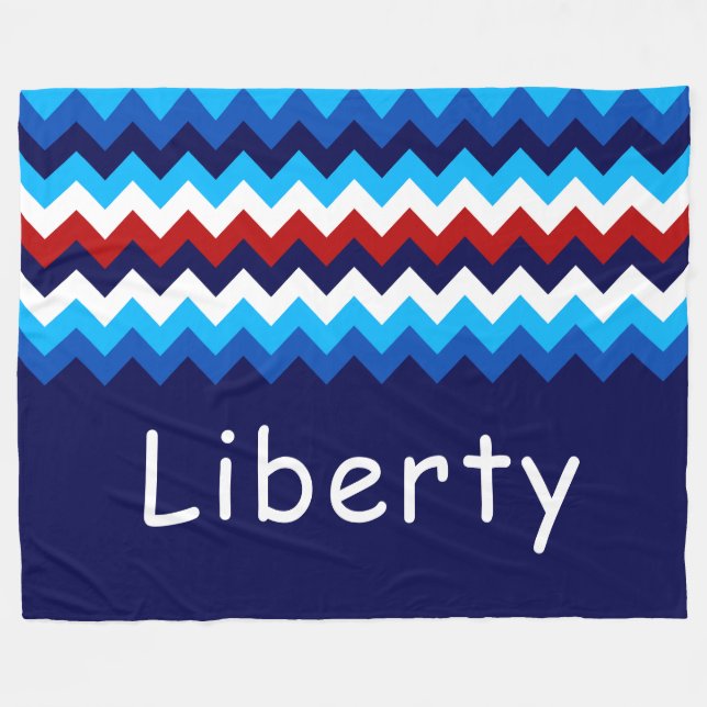 Rot Weiß Blau Chevron Benutzerdefinierte große Fle Fleecedecke (Vorderseite (Horizontal))