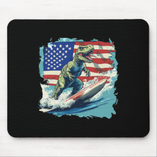 Rot Weiß Blau Dinosaurier Surft Für Patriotische J Mousepad