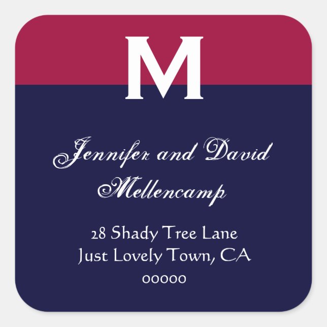 Rot, Weiß Blau Einfach und elegant Quadratischer Aufkleber (Vorderseite)